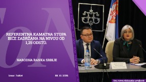 Referentna kamatna stopa 1,25 odsto